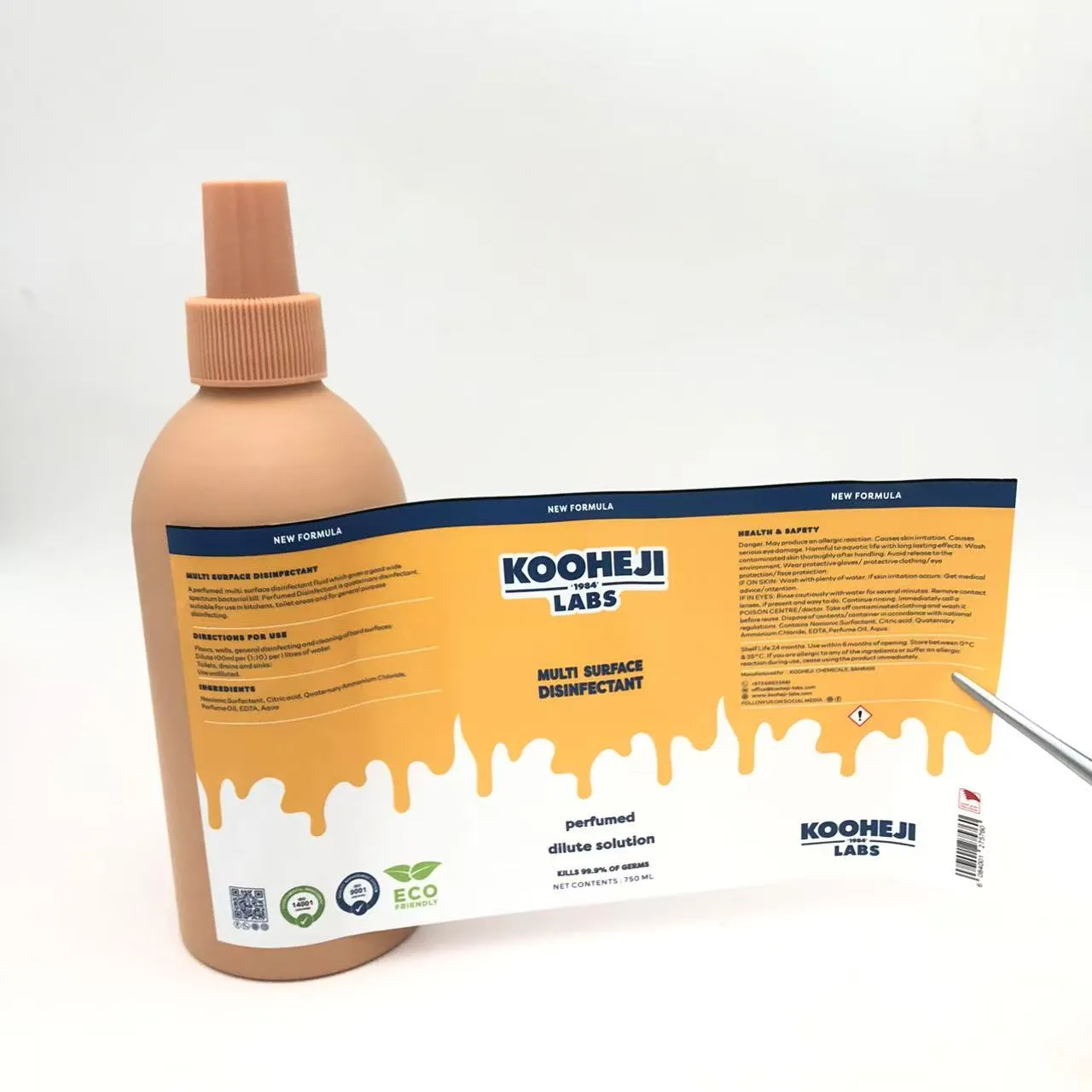 ฉลากบรรจุภัณฑ์ขวดยาฆ่าเชื้อ